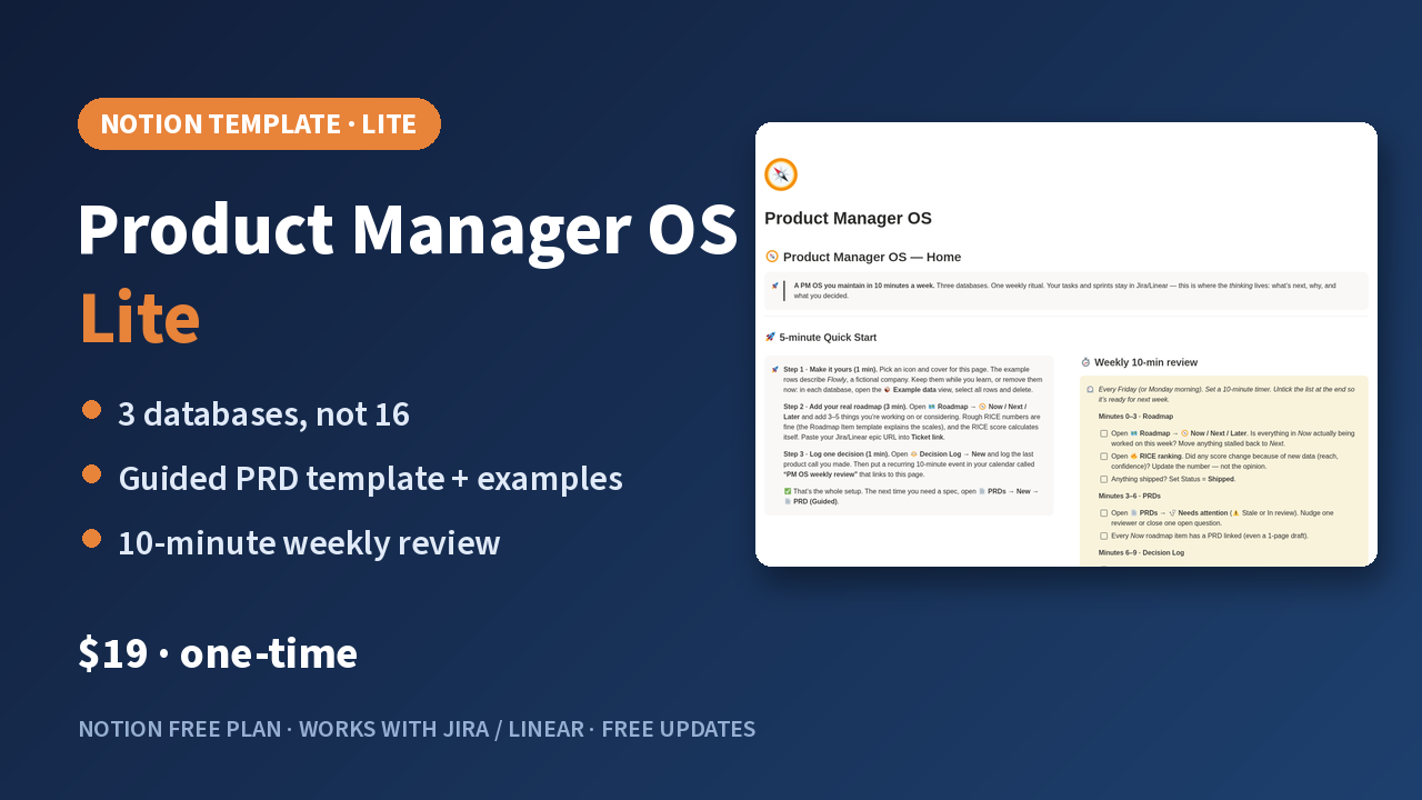 Product Manager OS Lite product cover